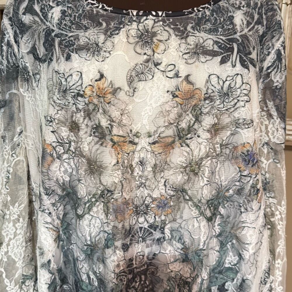 Vintage Brittany Black lace blouse womens size 3xl black white whimsigoth fairy - Picture 2 of 9